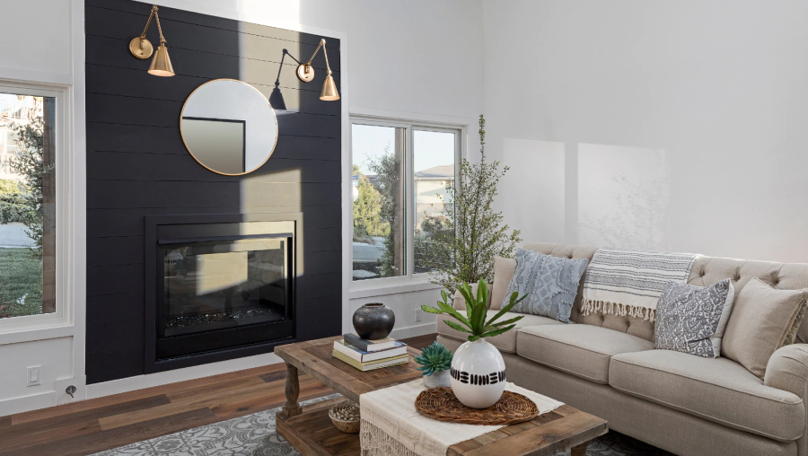 living room and black wall